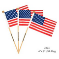 4" x 6" USA Flag w/Wooden Pole